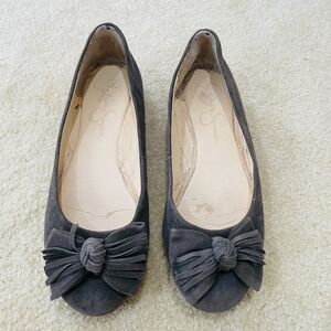 Jessica Simpson Women's Size 8 M Gray Madian Ballet Flat Slip On Bow Suede